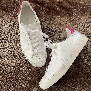Rebecca Minkoff Women's Sneakers Leather STUDDED Accents White Pink Size 7.5